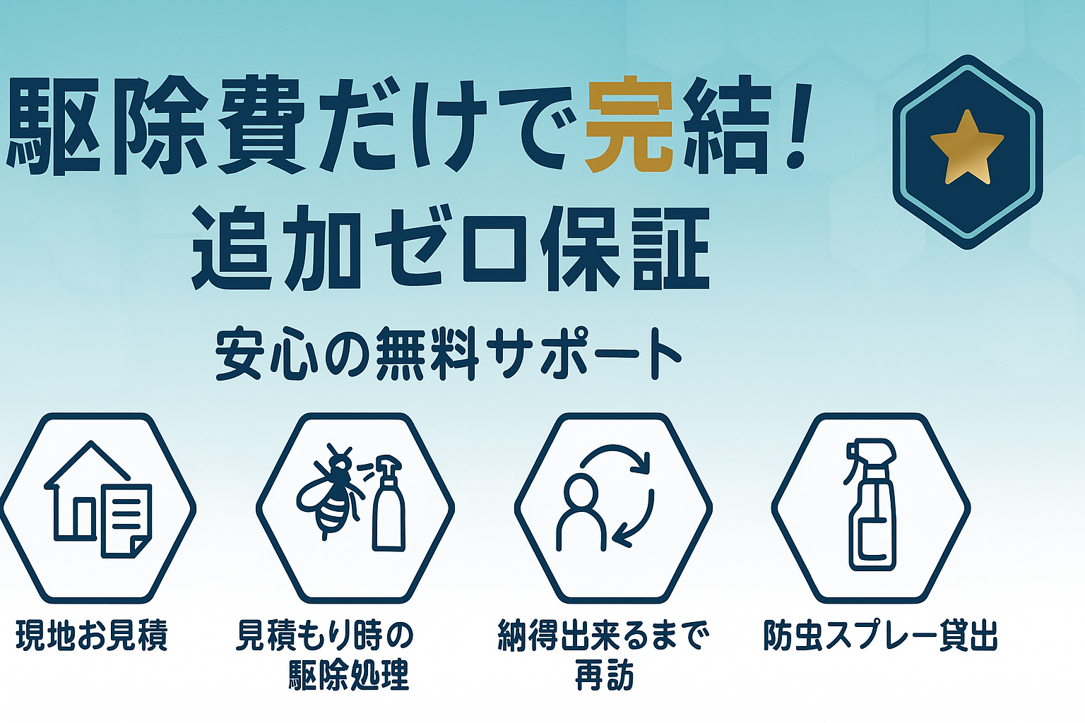 駆除費用以外は追加費用なし 明朗会計（三重県全域共通）
